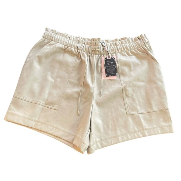 Anthropologie Avec Les Filles Faux Leather Paperbag Boho Shorts NWT Size 1X - Picture 1 of 4